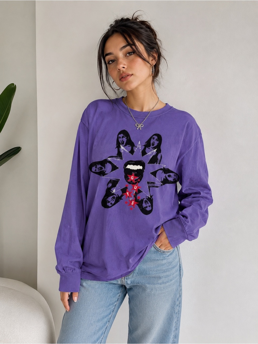 LIMITED EDITION Olivia Rodrigo GUTS Tour Long Sleeve Purple Shirt Sz S - Small
